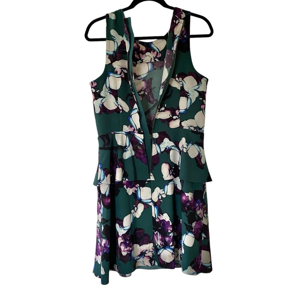 Banana Republic Sleeveless Double Layered Floral Peplum Mini Dress green 10 - Picture 5 of 14